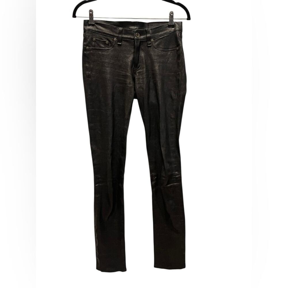Rag & Bone Leather Skinny Leg Pants Size: 25